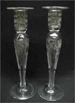 Pair of Elegant Bright-Cut Crystal Candlesticks