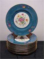 12 Cauldon Powder Blue & Gold Floral Service Plates