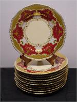 10 Coalport Red & Gold Service Plates