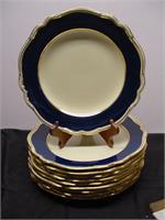 10 Spode Stafford Cobalt & Cream Dinner Plates