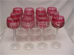 Set of 12 St Louis Cranberry Cut Hock Wines